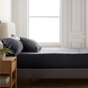 QUINCE European Linen Fitted Sheet Queen Charcoal 6936